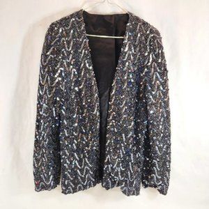 Womens Sequin Open Jacket Y2K New Years Eve Size Medium